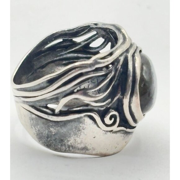 Labradorite Gemstone Sterling Silver Ring Size 7 Handcrafted In Israel - Picture 6 of 8